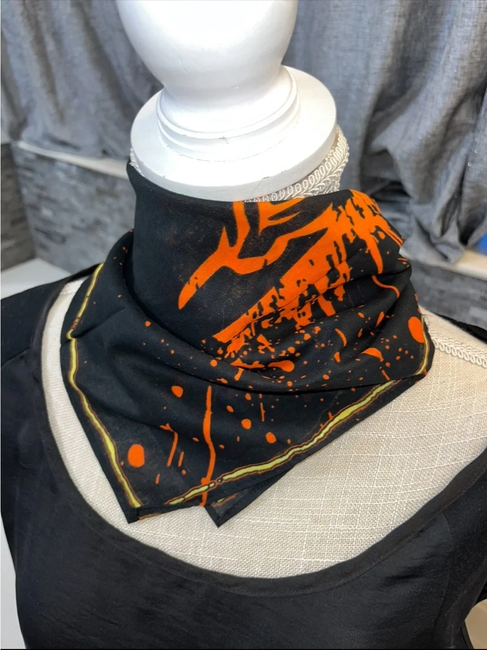 Black & Orange Skull Bandana Scarf